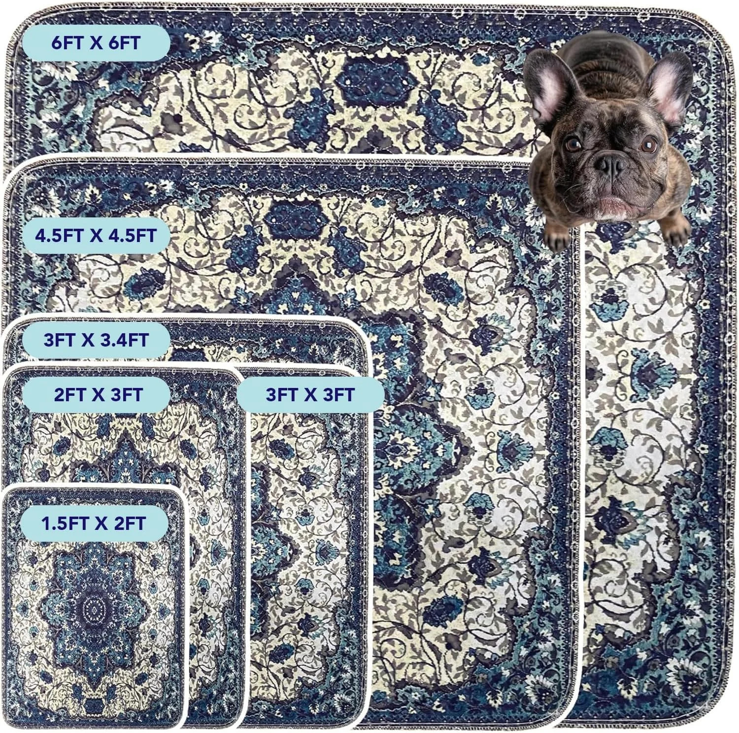 PUPIBOO Washable Pee Pads for Dogs and Cats – Super Absorbent Reusable Puppy Tra