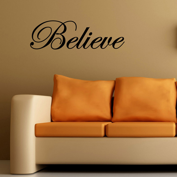 Believe – Christmas Wall Vinyl Decal Sticker Family Kids Holiday Santa Door Art