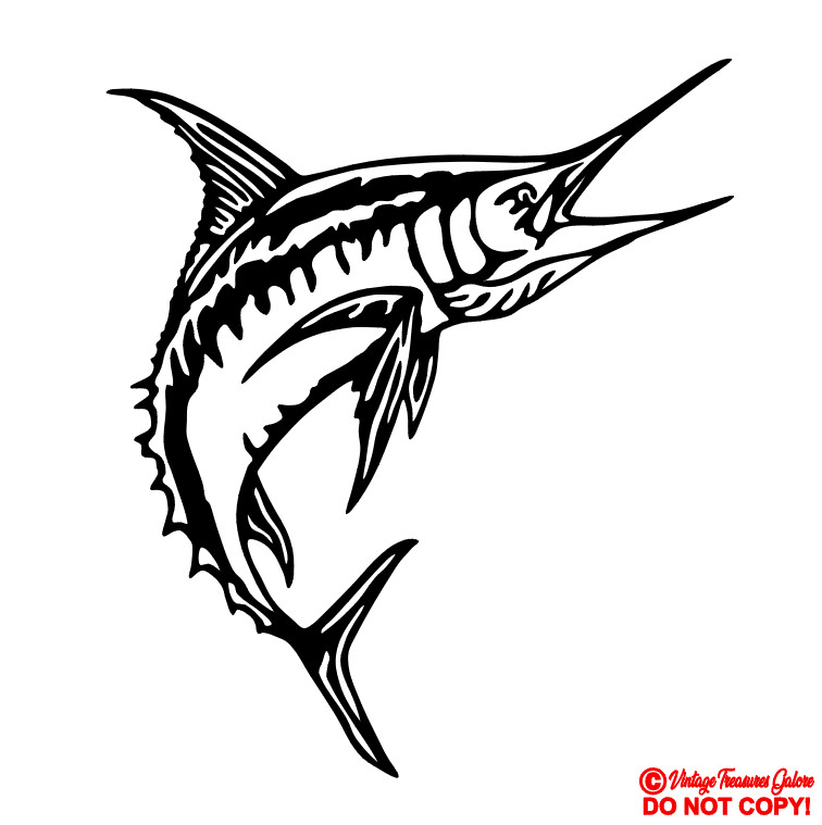 ATLANTIC BLUE MARLIN Vinyl Decal Sticker Car Truck Window Wall Bumper SPORT FISH