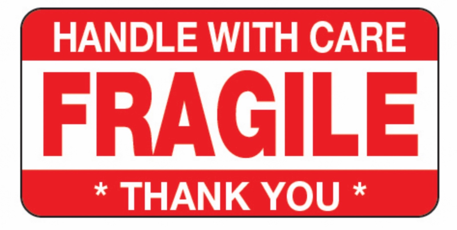 5000 Handle With Care Fragile 1.5" x 3” Self Adhesive Labels