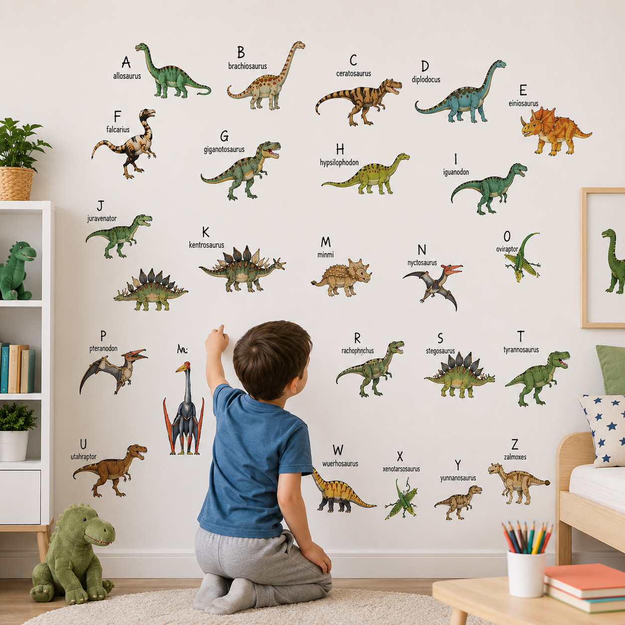 Dinosaur Alphabet Wall Stickers Kids Room Dinosaur Playroom Wall Decor Stickers