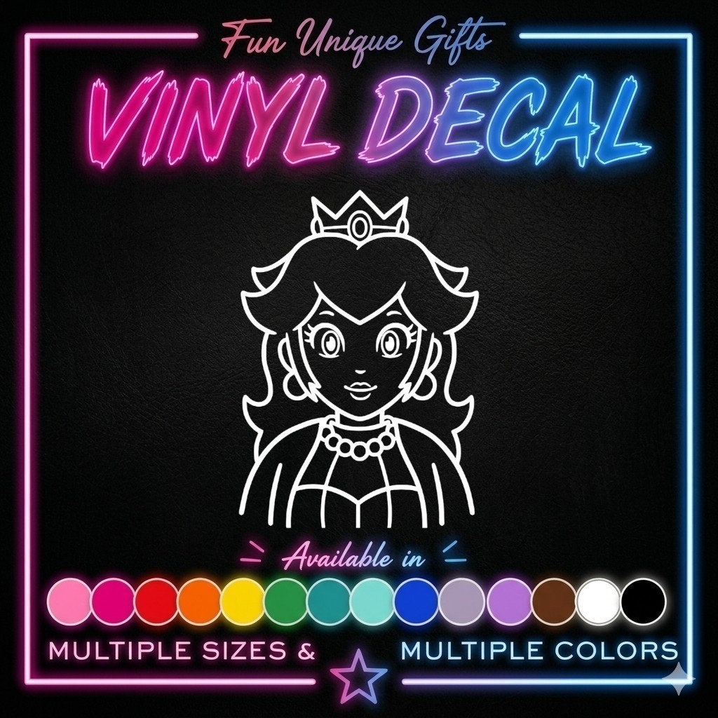 Princess Peach Mario Vinyl Decal Sticker -Multiple Colors & Sizes- SHIPS FREE!