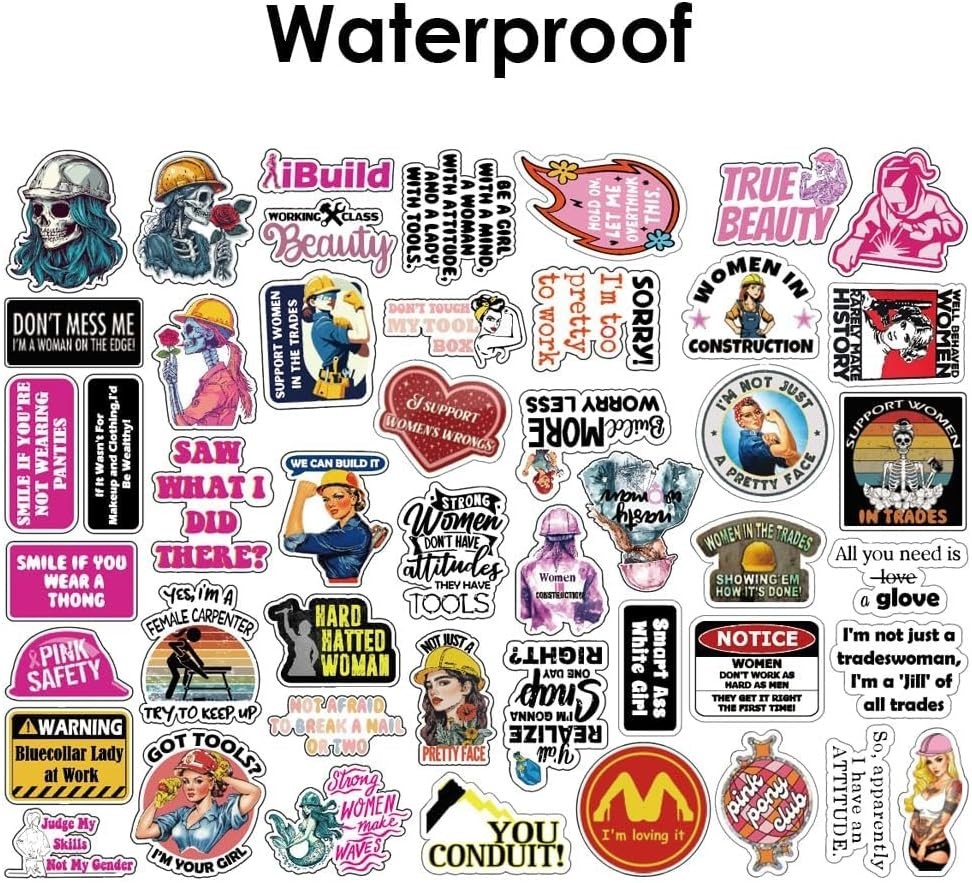 Women Hard Hat Stickers | Blue Collar Decals for Hardhat | Woman in Trade Empowe