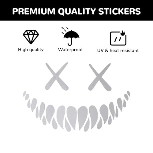 3 Pcs Reflective Car Sticker, 8 x 5 Inch Halloween Smile Demon Decal White