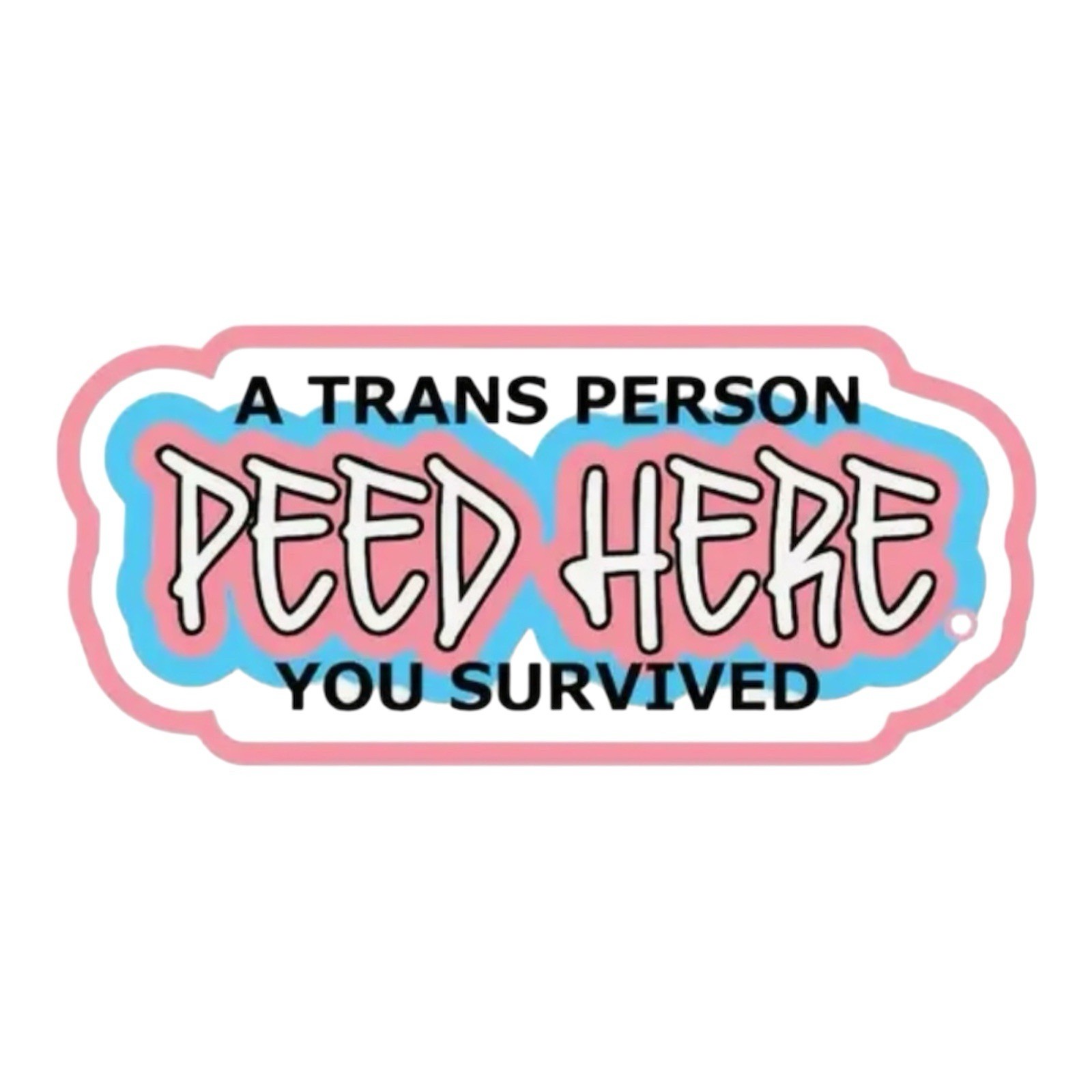 A TRANS PERSON PEED HERE YOU SURVIVED 2.3” VINYL DECAL STICKER 1PC