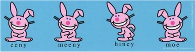 Happy Bunny Eenie Meeny Hiney Moe Ripple Junction 9-Inch Blue Sticker