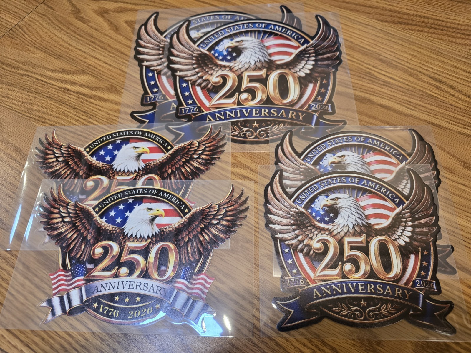 6 Pcs 250th Anniversary USA Patriotic Eagle Decals-2-8"X 8", 2-8"X 5", 2-6"X 6"
