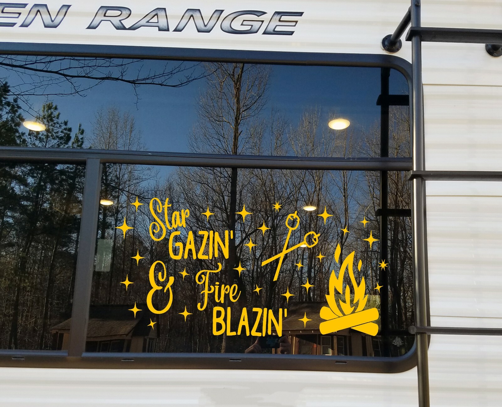 Star Gazin' & Fire Blazin' Vinyl Decal – Camping Summer Campfire Die Cut Sticker