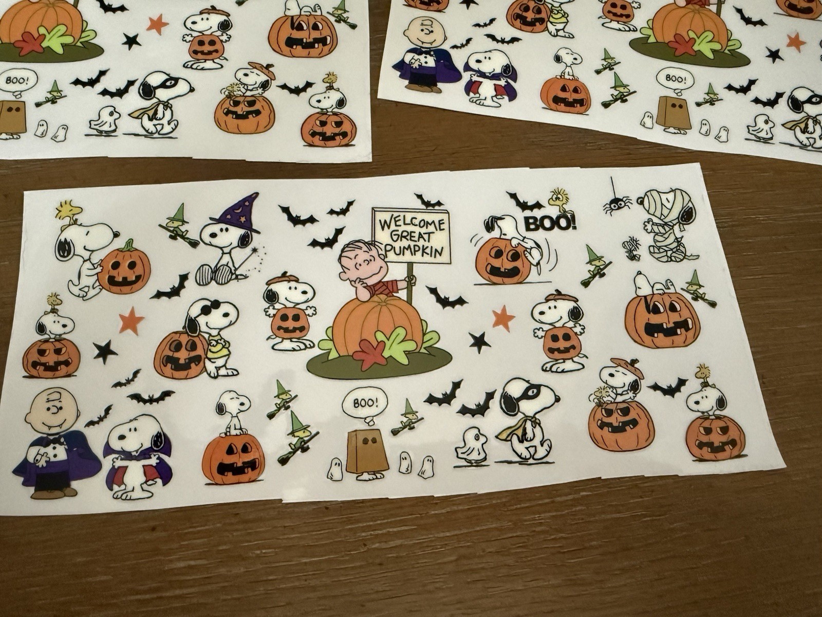 Halloween Snoopy DTF Transfer Bundle Lot Peanuts Great Pumpkin Tumbler Wraps 3pc