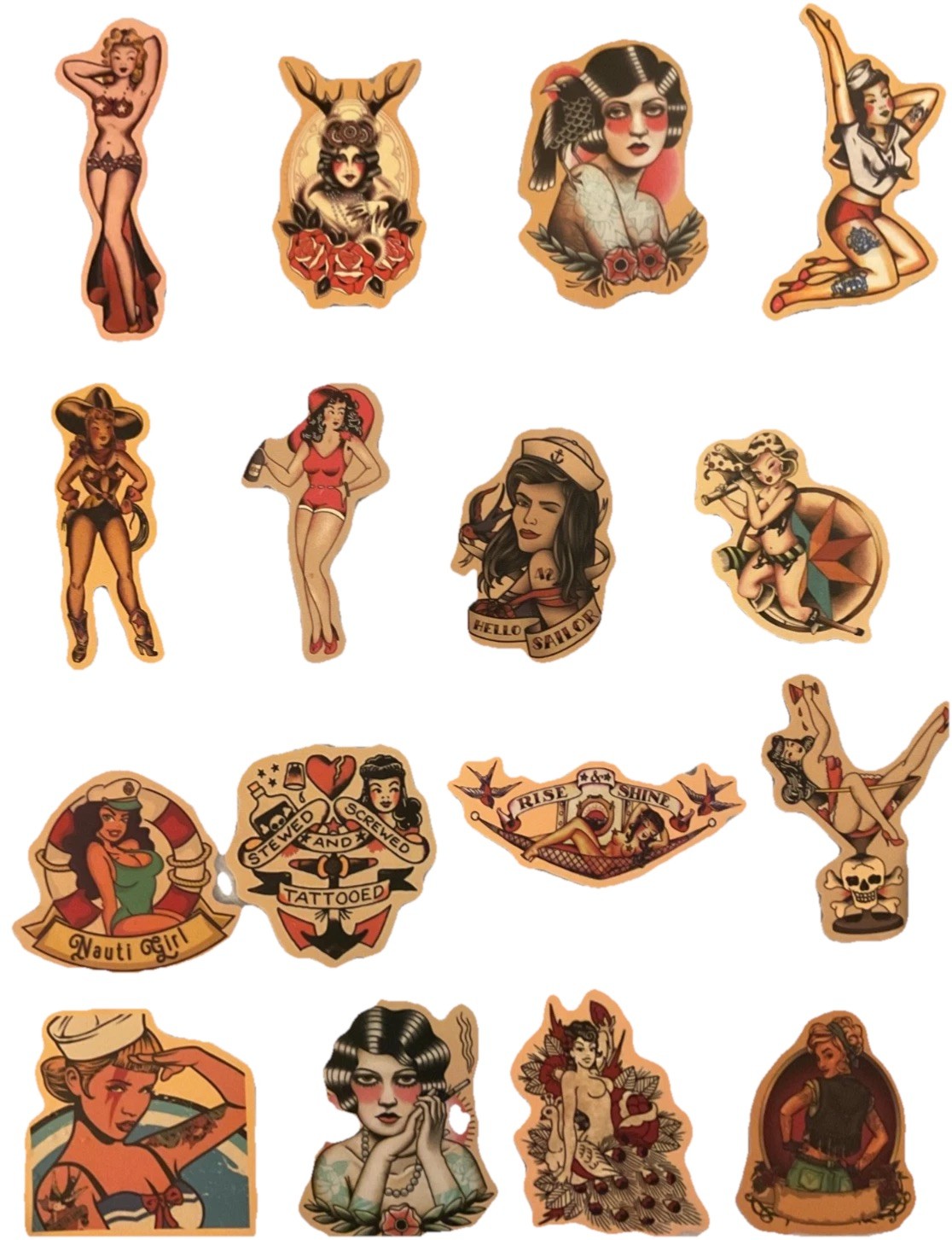 Pin-up Women Vinyl Stickers diy for helmets, cases, scuba, guitars, bumpers, mug