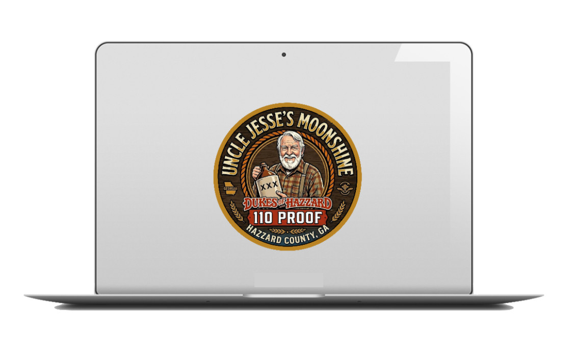 Dukes of Hazzard's (Uncle Jesse's Moonshine) 4" Handmade Vinyl Decal Vehicle 262