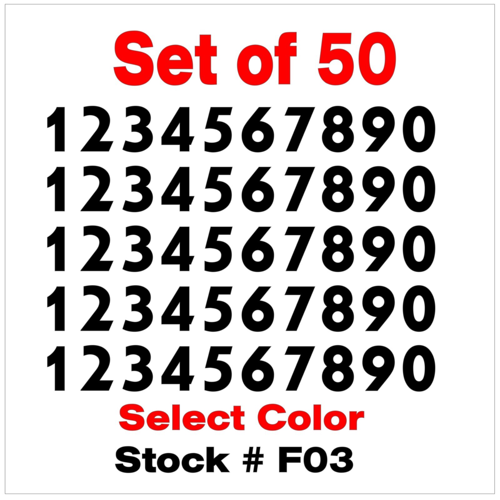 0 9 Numbers Vinyl Sticker Decals Outdoor Quality Many Uses – Set of 50 STK#F03
