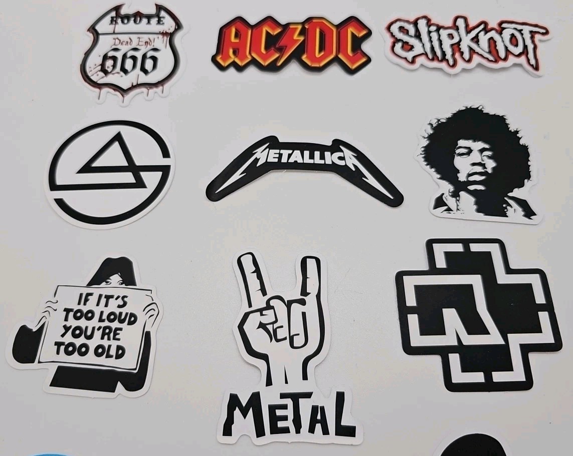 15 Assorted Stickers Rock Heavy Metal Punk Pop Funk Band Music