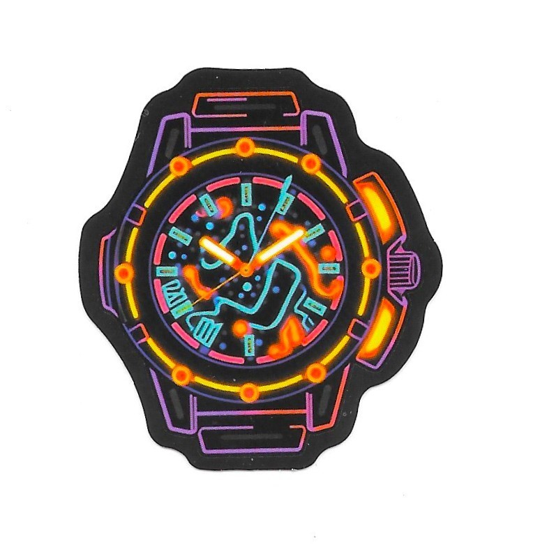 Retro Wrist Watch Vinyl Sticker Neon Airbrush Aesthetic Decal Glow Fashion Art