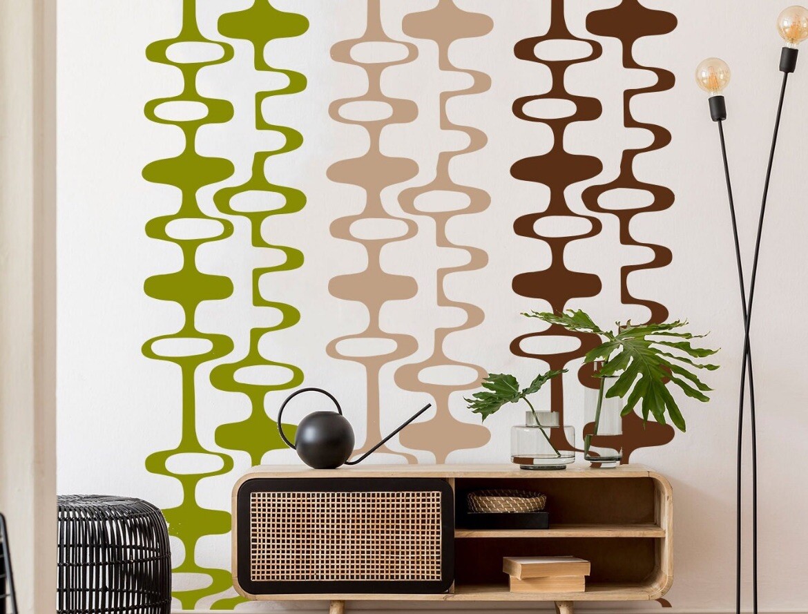 Modern Decor Atomic Age Oval And Stripes Modern Midcentury Wall Decal