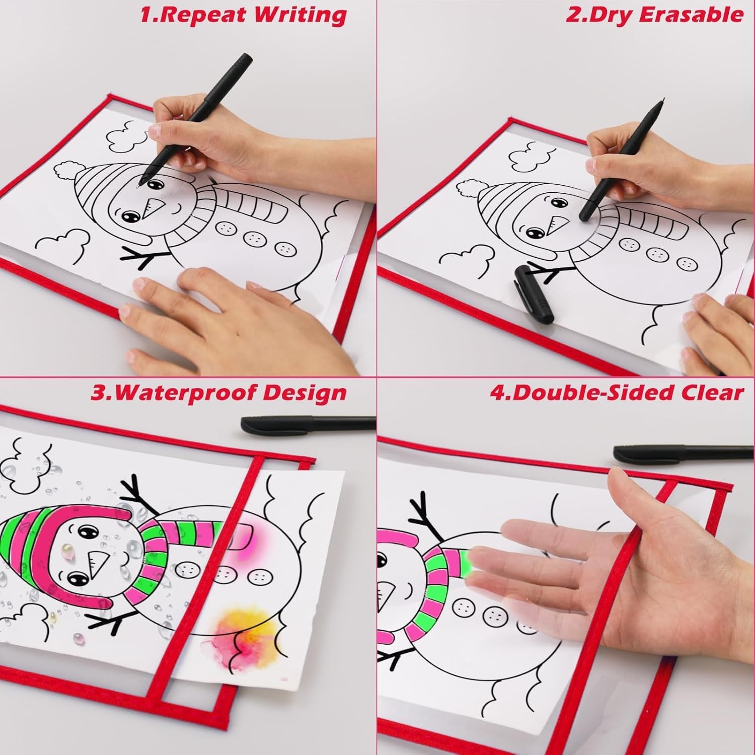 130 Packs Dry-Erase Pockets Bulk Oversized 10 X 14"-130 PCS, 20 Colors