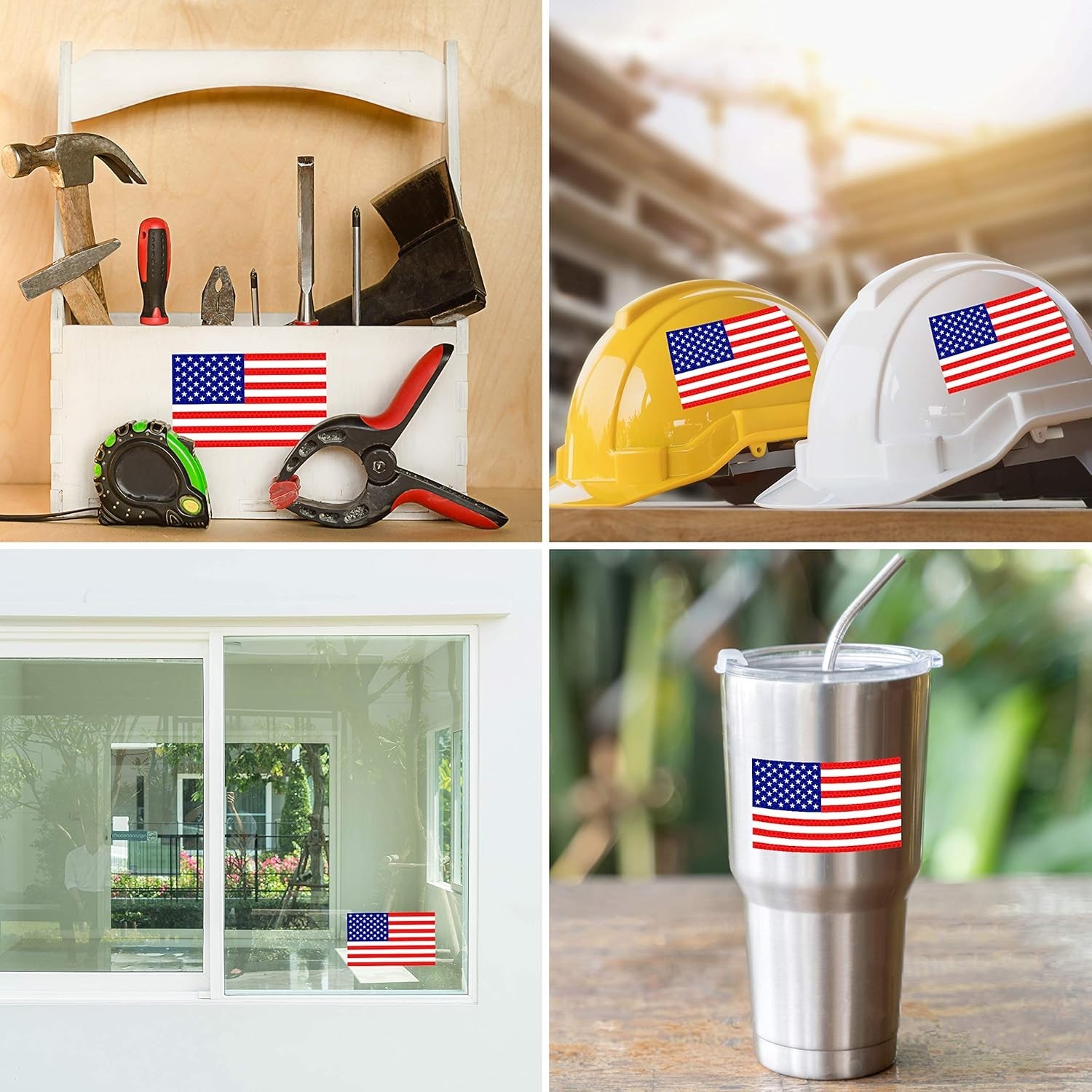 3PC Reflective American Flag Sticker – 5×3 Inches – American Flag Decal Stick…