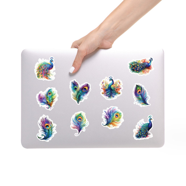 50Pcs Stickers Peacock Peafowl Laptop Luggage Phone Skateboard Car Fridge Vinyl