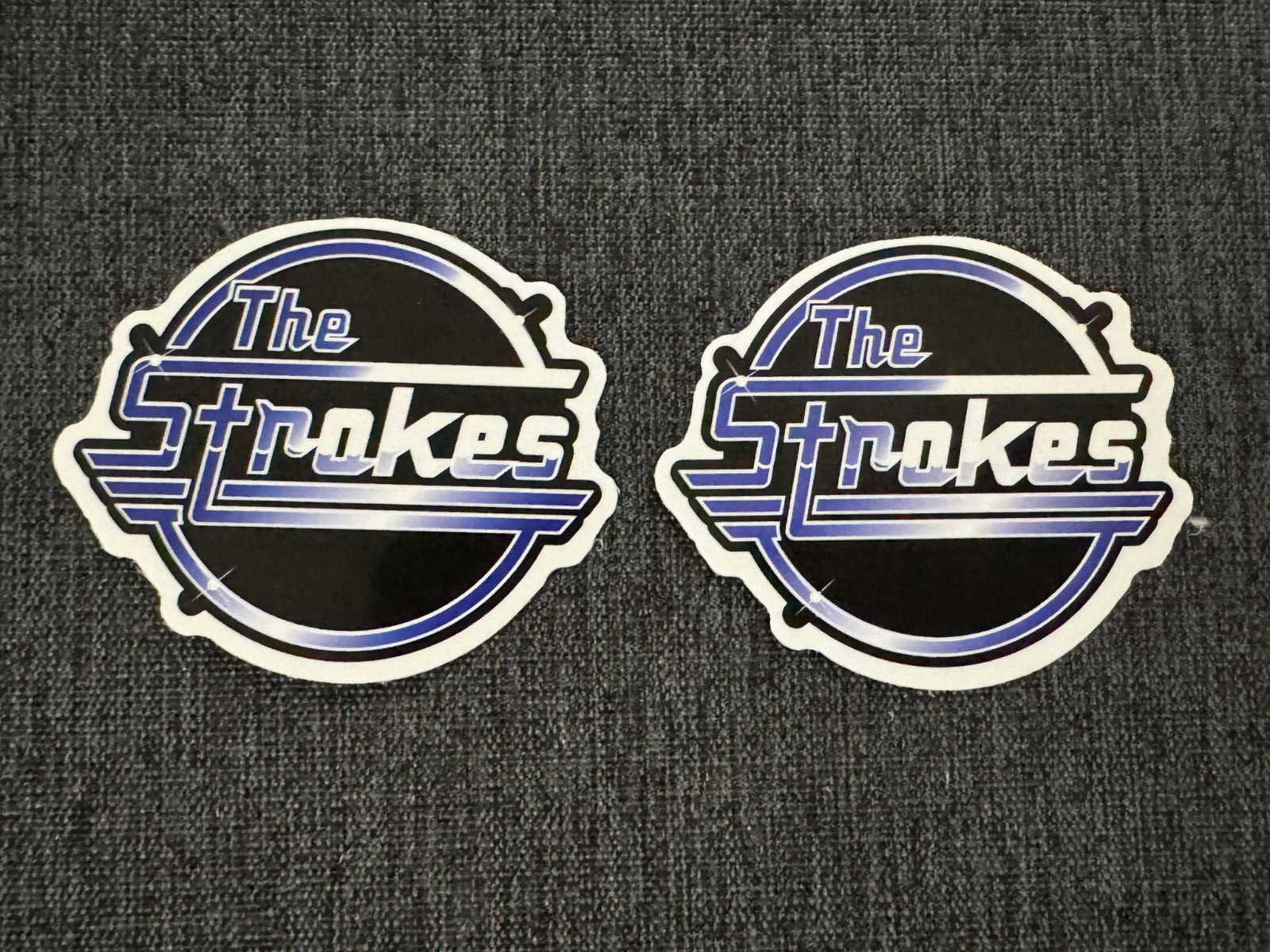 Lot (2) THE STROKES 2" x 2 1/2" Band Logo STICKERS Blue Black FAST! FREE!