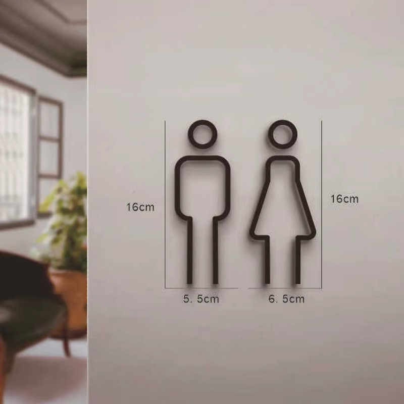 Funny Bathroom Signs for Men Women 2D Flat Restroom Door Decor, Wall Sticker