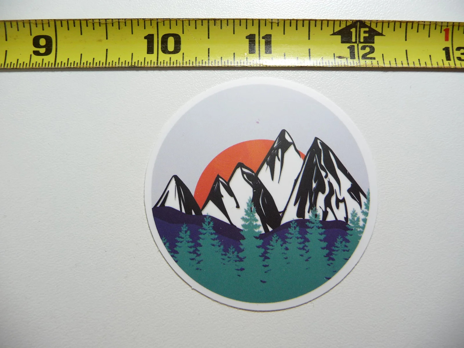 SUNSET PEAKS TREES SMALL STICKER DECAL CAMPING TRAVEL VACATION FUNNY