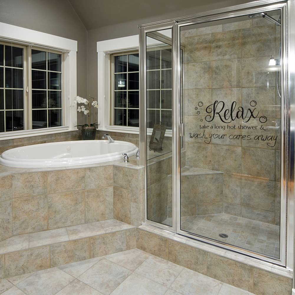 SUPERDANT Bathroom Wall Decals Relax Shower Door Decals Bath Wall Sticker for Do