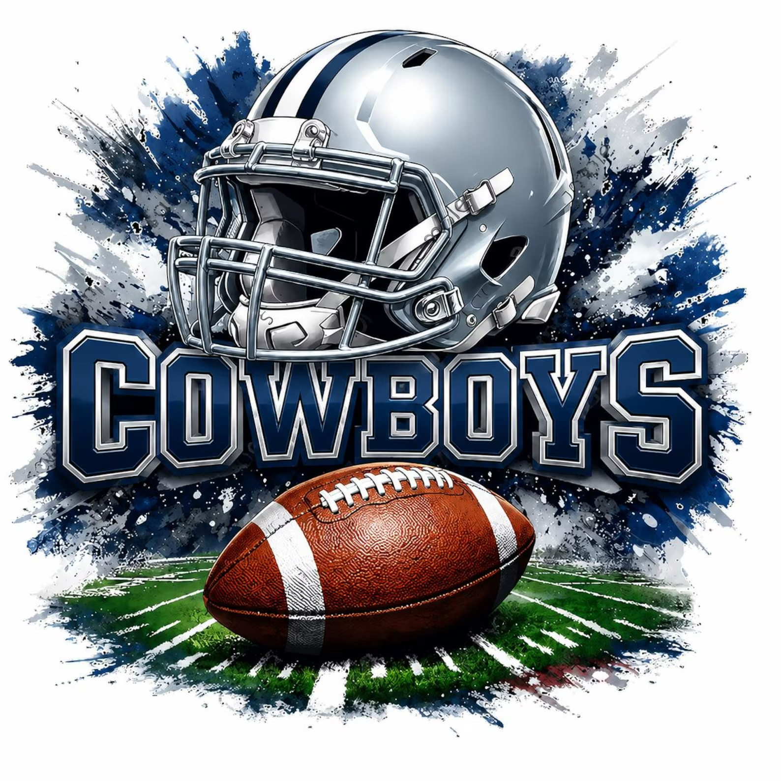 Cowboys Football Helmet Splash Sticker Decal Laptops Helmets Hard Hat Tumbler