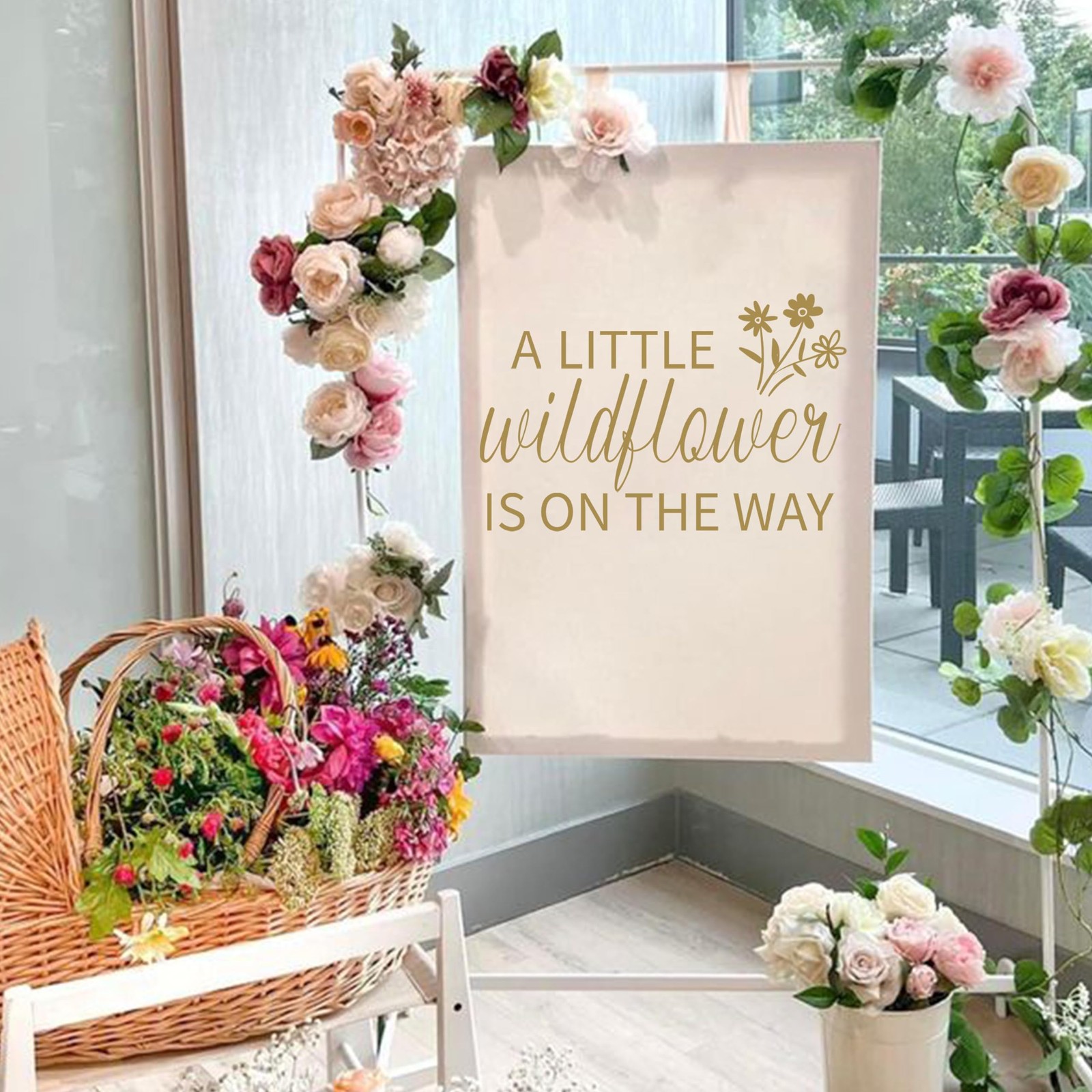 Baby Shower Decal Sign – Wildflower Theme Decoration for Girl or Boy