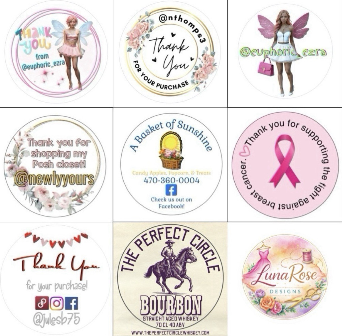 2” Round Inkjet Custom Stickers – Logo Design Included ~ Small Business ~ Events