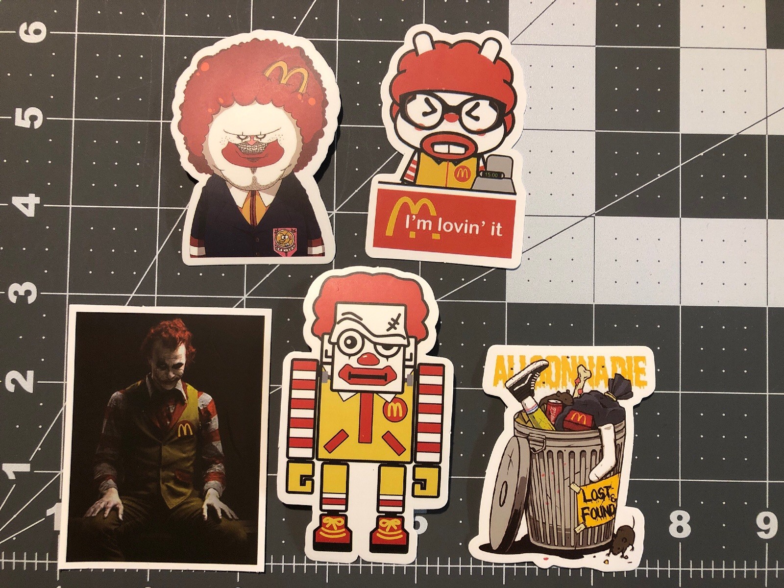 5 Adult Humor McDonald’s Characters PVC Laptop/Skateboard/Window Stickers