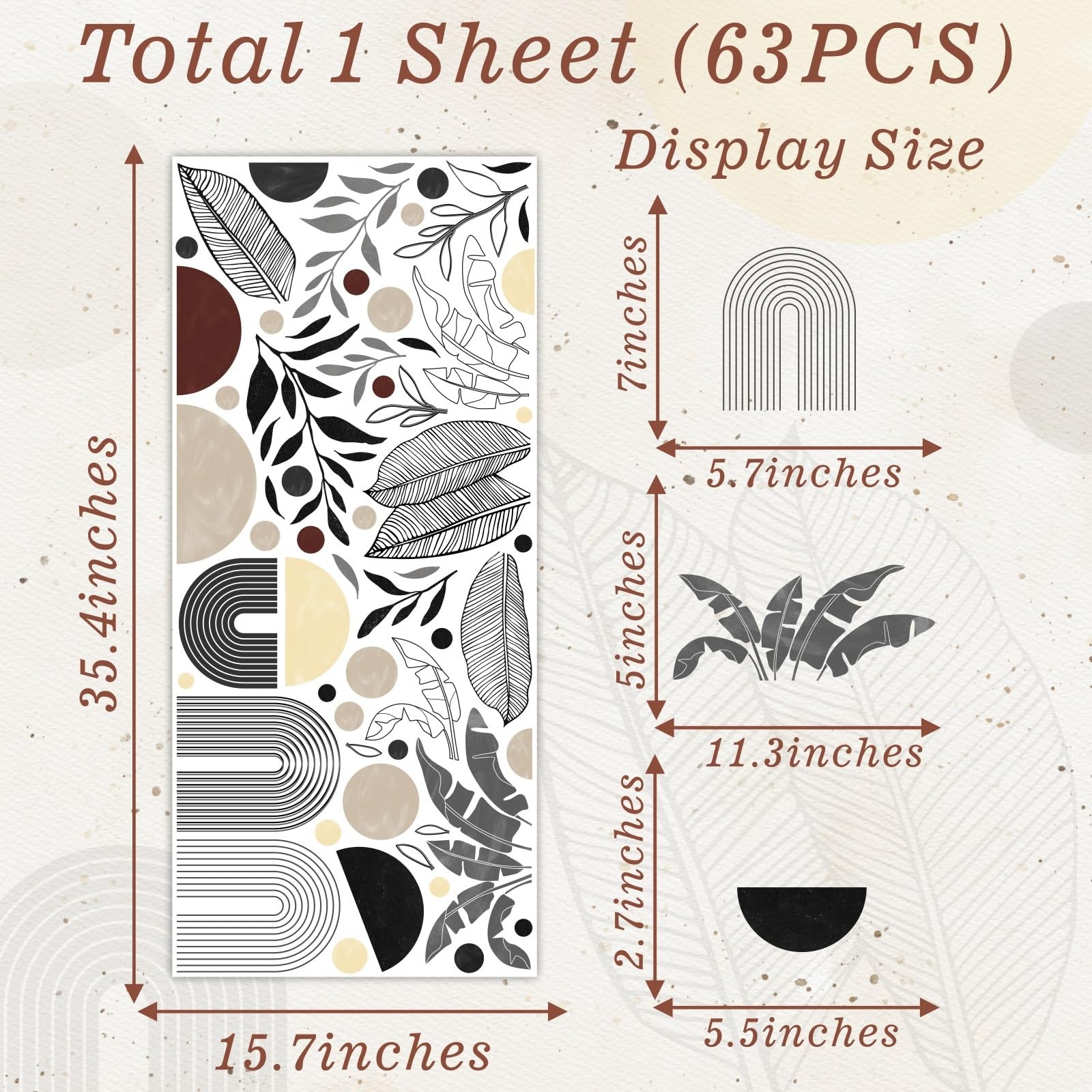 Vintage Abstract Art Wall Stickers Geometric Wall Decals Peel and Stick Boho …