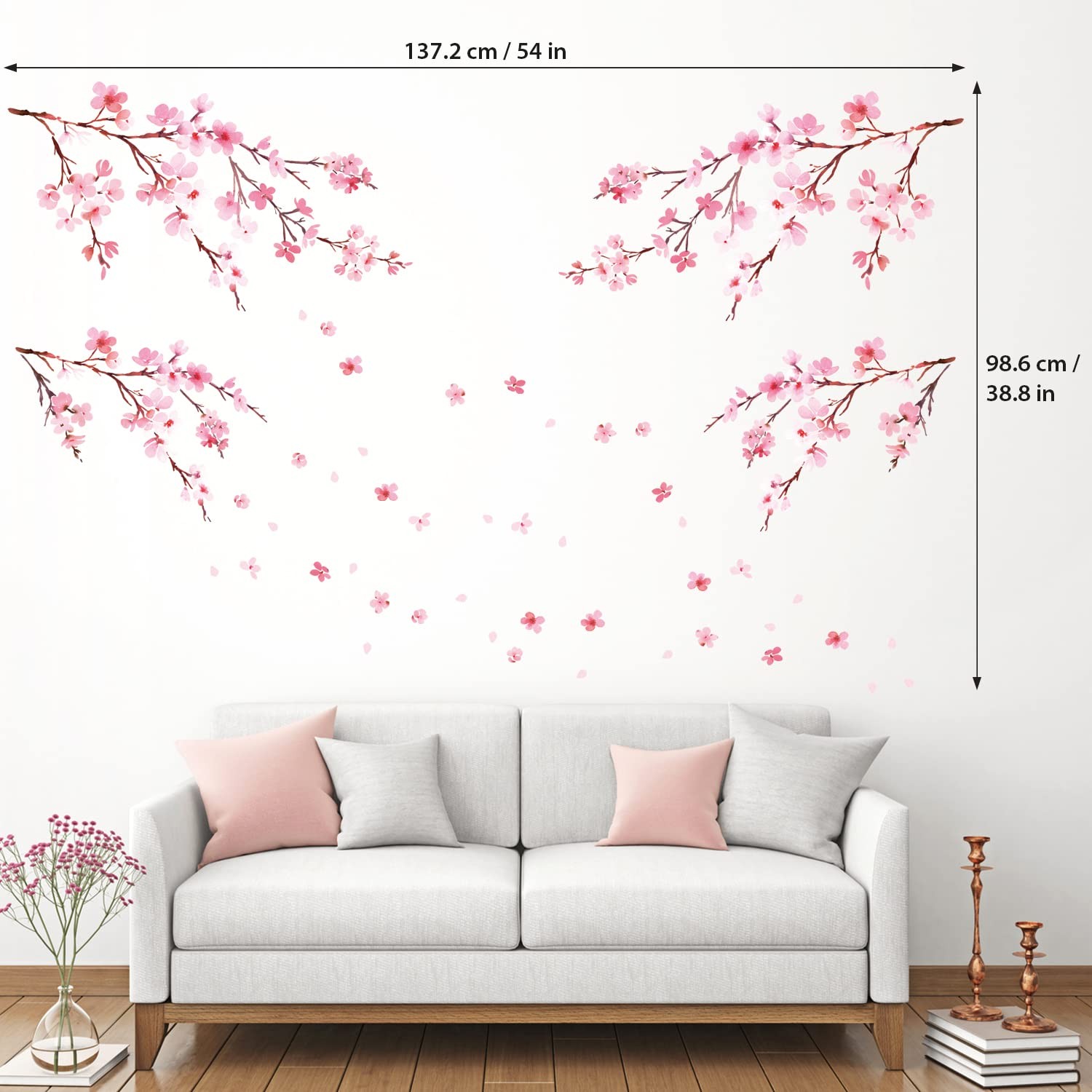 DS12-2003P1903 Cherry Blossoms Wall Stickers Wall Decals Peel and Stick Remov…