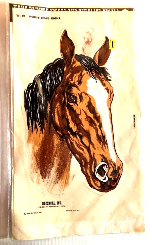 Vintage New Decorcal Inc. 1980 W-12 Horse Head Right Decal 12.5" Tall