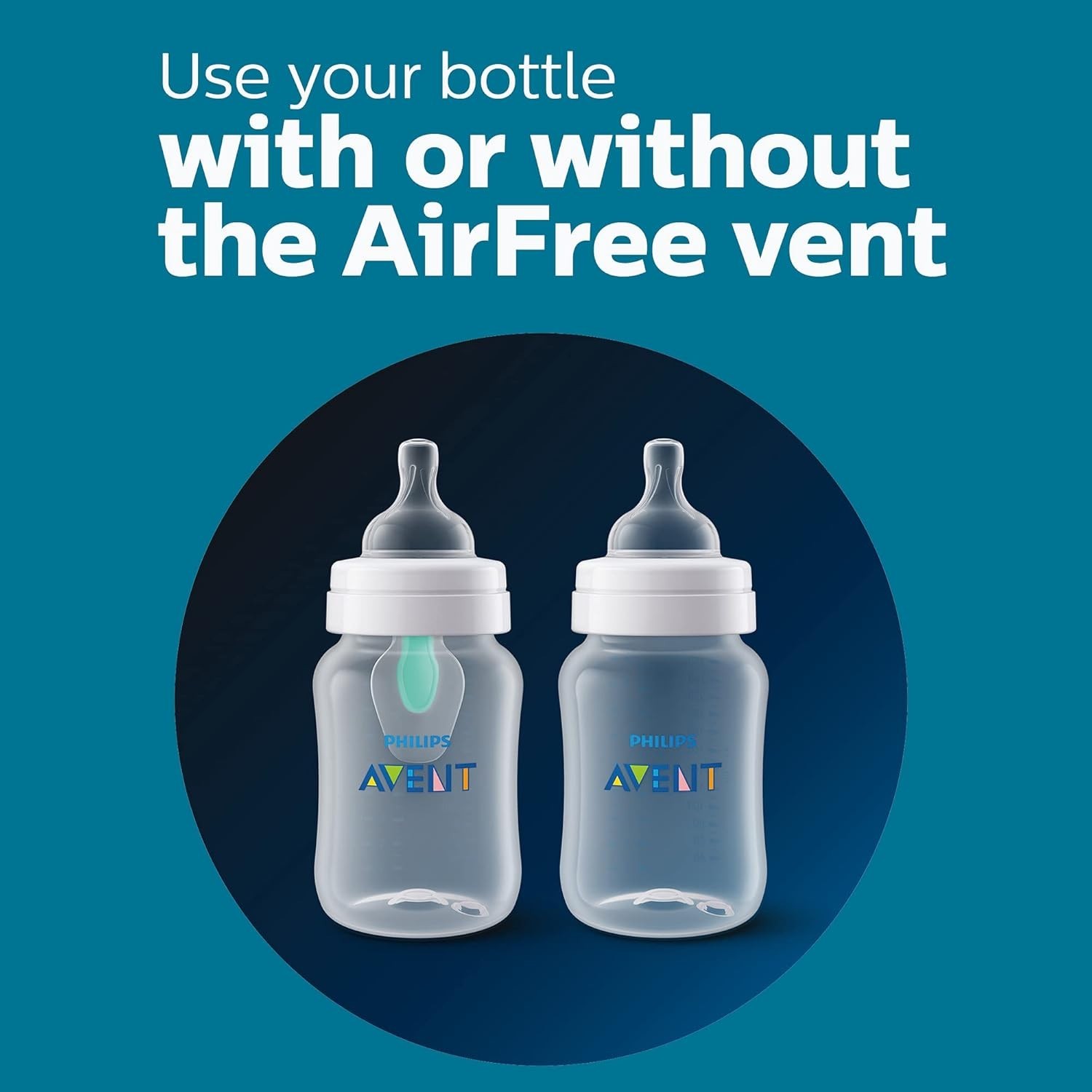 Anti-Colic Bottle with AirFree Vent, 9oz, with Flow 2 Nipples, 1m+, 4pk, Blue, S