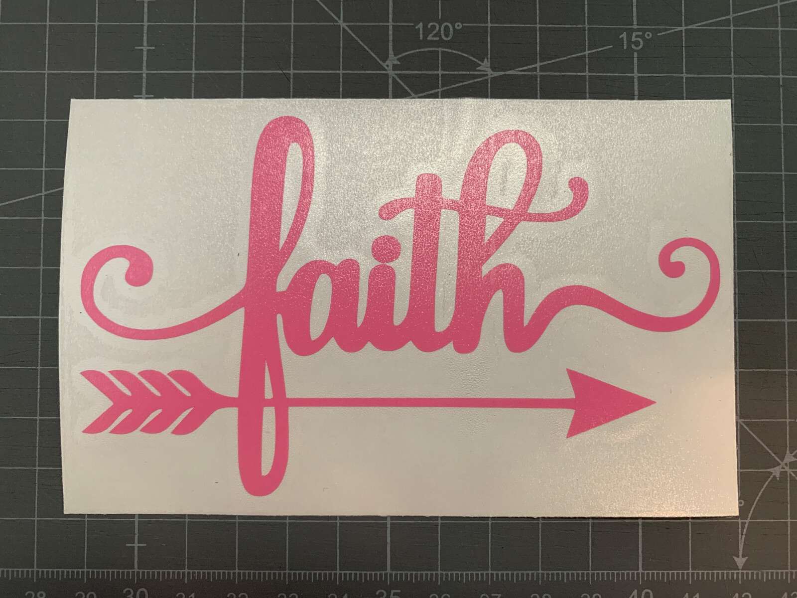 Faith – Script Font with Arrow – Cute Design – Outdoor Vinyl – Decal / Sticker