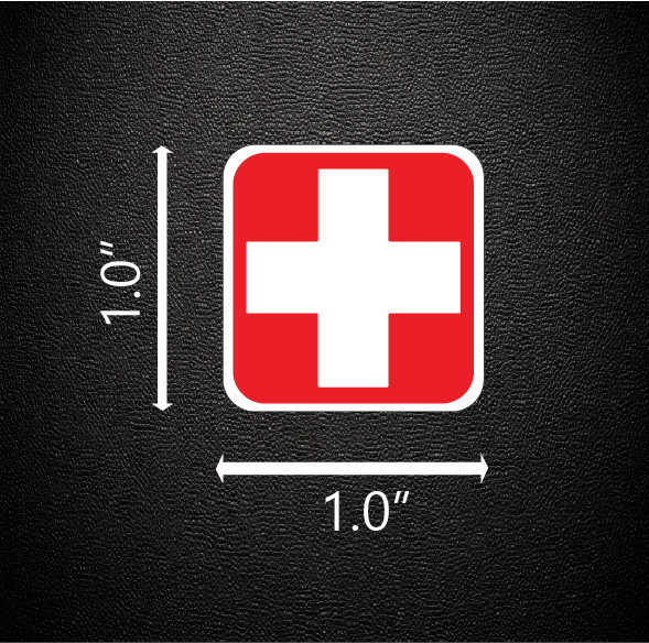 Red Cross Vinyl Decal Sticker 1.0" x 1.0" (10 Pack) P35