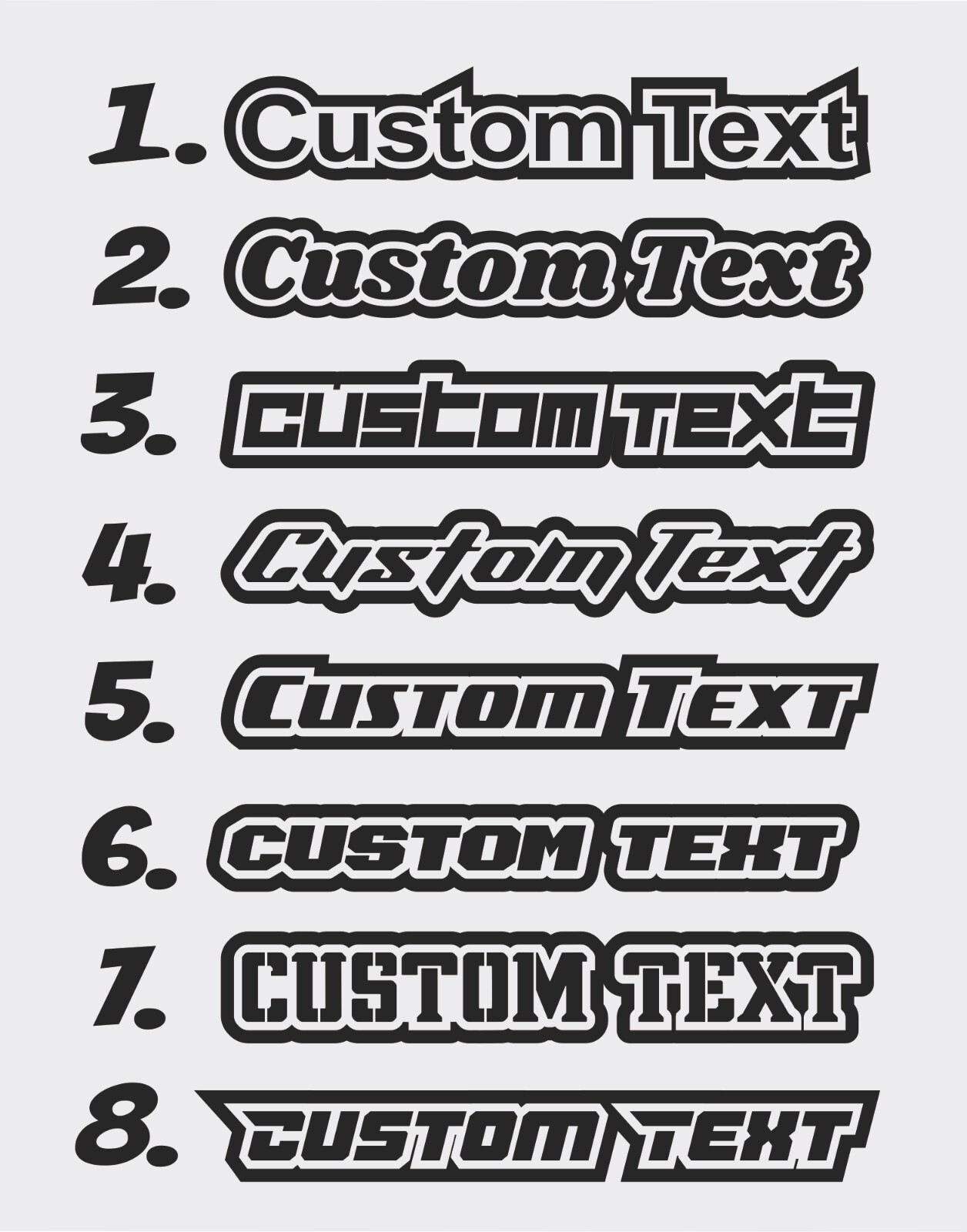 2x Outlined Stickers Name Car Bike Window Custom Personalised Vinyl Decals