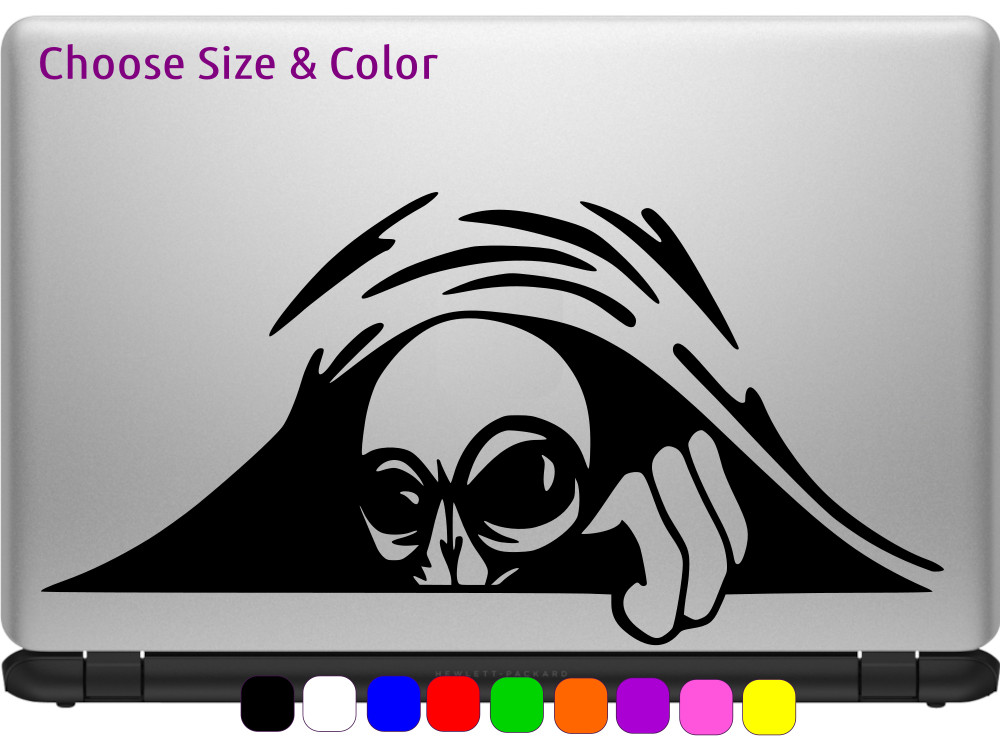 ALIEN ET PEEKING THROUGH Vinyl Decal Laptop Wall Car Sticker CHOOSE SIZE COLOR