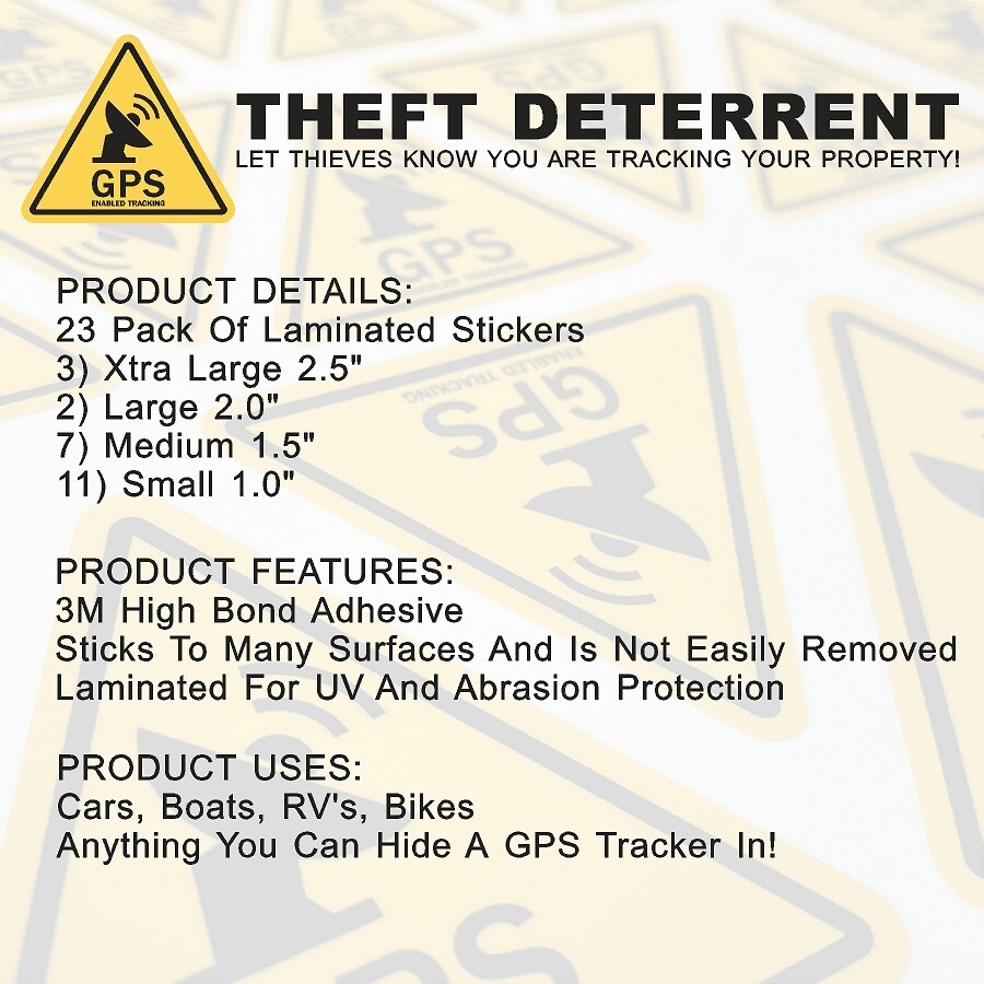 23 PACK GPS Tracking Warning Theft Deterrent Laminated Stickers High Quality