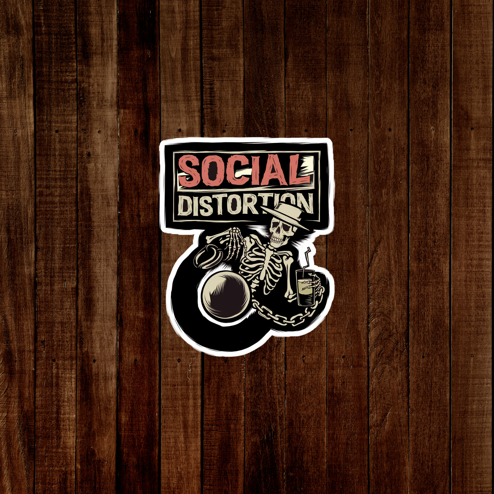 Social Distortion Skeleton Drinking Cocktail Punk Rock Band Sticker #3030