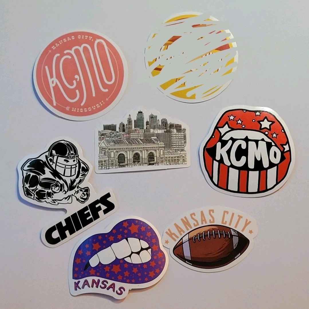 Kansas City KCMO Vinyl Sticker set of 8 KC Football Chiefs Union Station