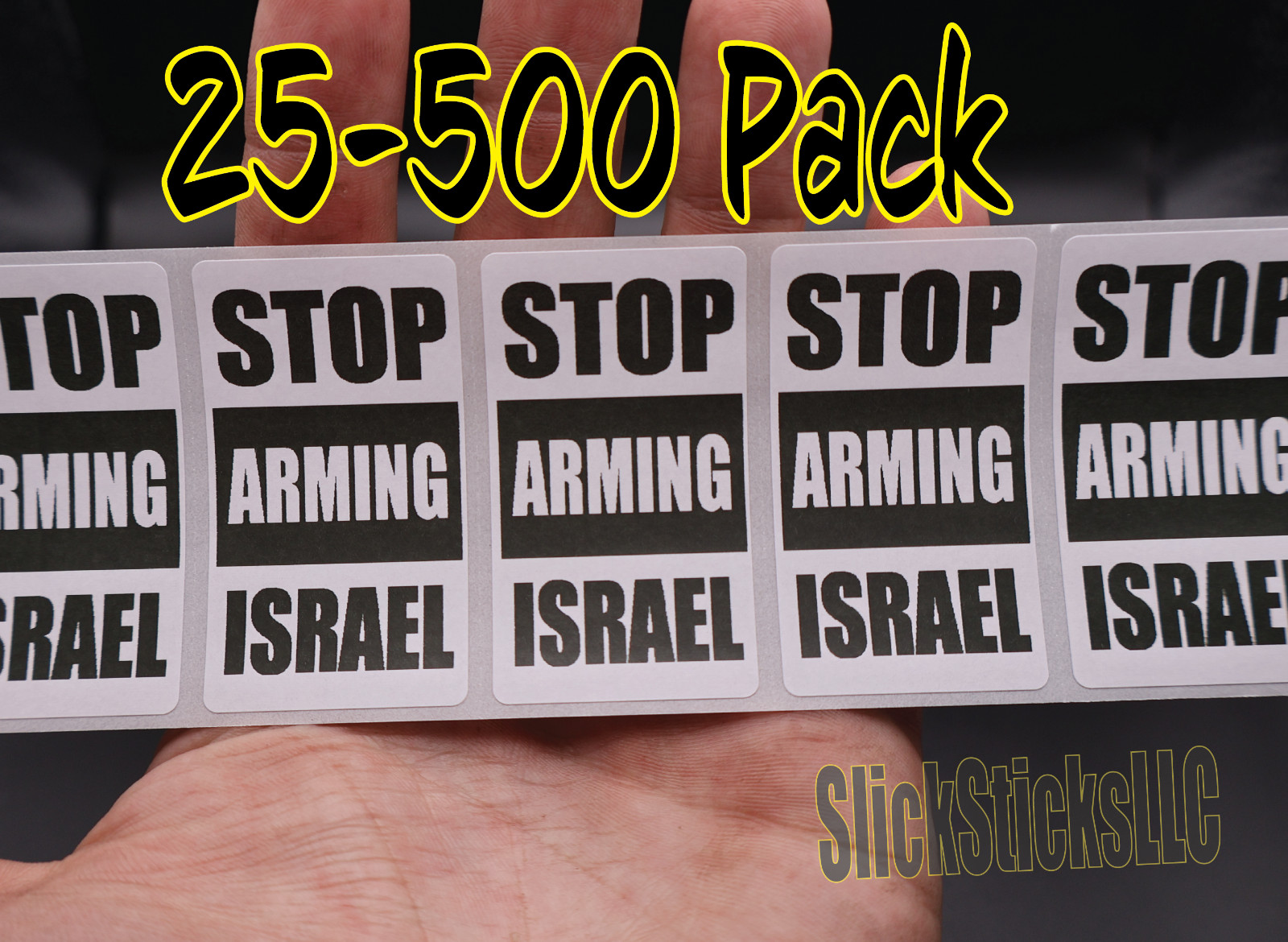 "STOP ARMING ISRAEL" 25-500 Pack stickers bulk labels free Palestine end war