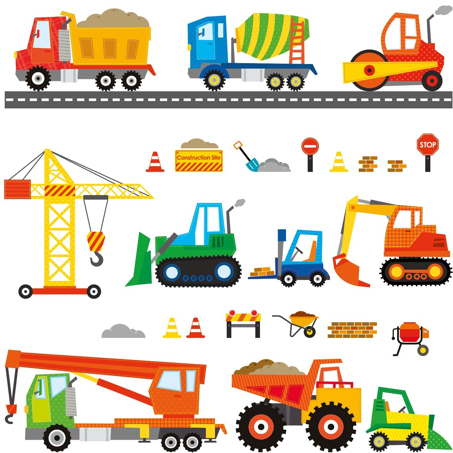 DECOWALL DS-8012 Construction Vehicles Cars Transport Kids Wall Stickers Wall…