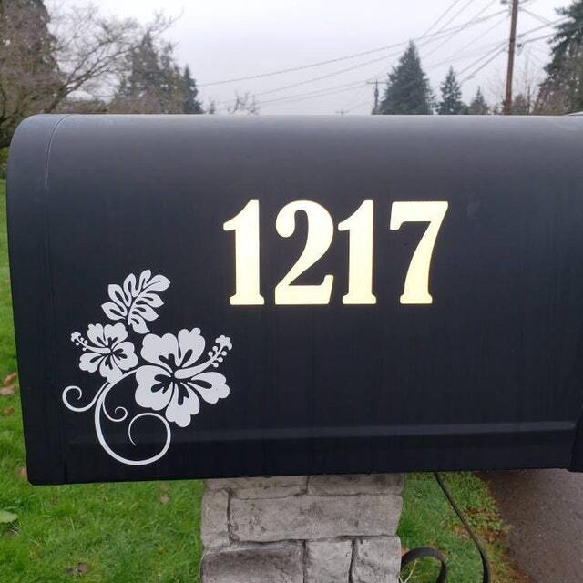 SET OF 2 – Custom Mailbox Numbers REFLECTIVE Vinyl Decals Stickers house street
