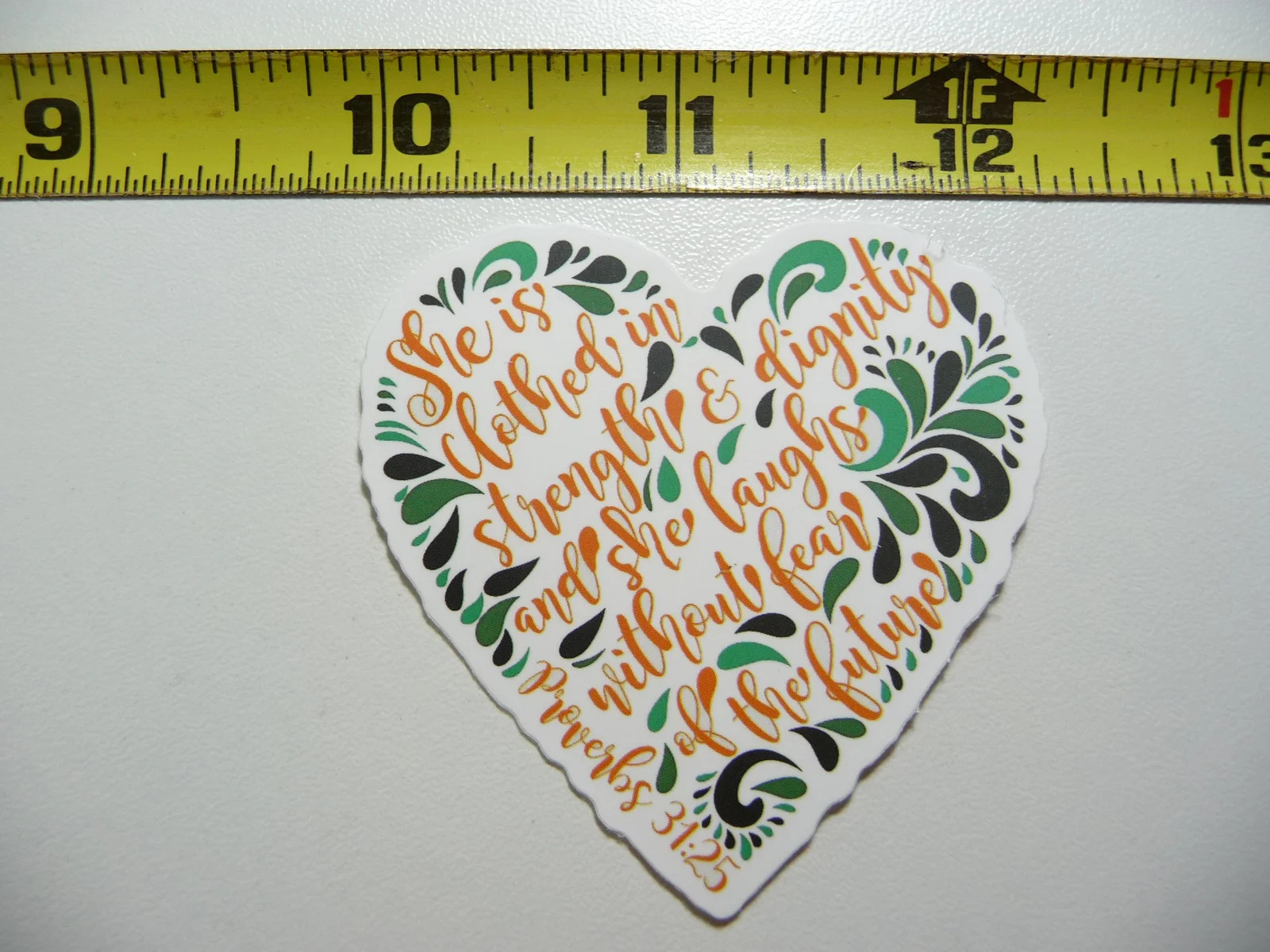 RELIGIOUS HEART BIBLE QUOTE PROVERBS 31:25 SMALL STICKER DECAL CHURCH CHRISTIAN