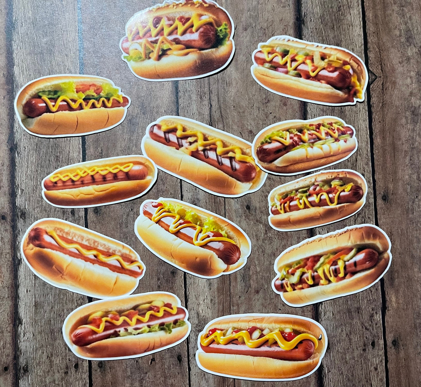 Hot Dog Die Cut Vinyl Stickers Set Laptop WaterBottle Notebook