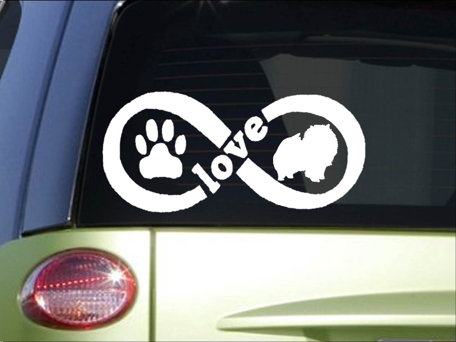 Pomeranian Infinity sticker *H391* 4 x 8.5 inch vinyl dog love decal