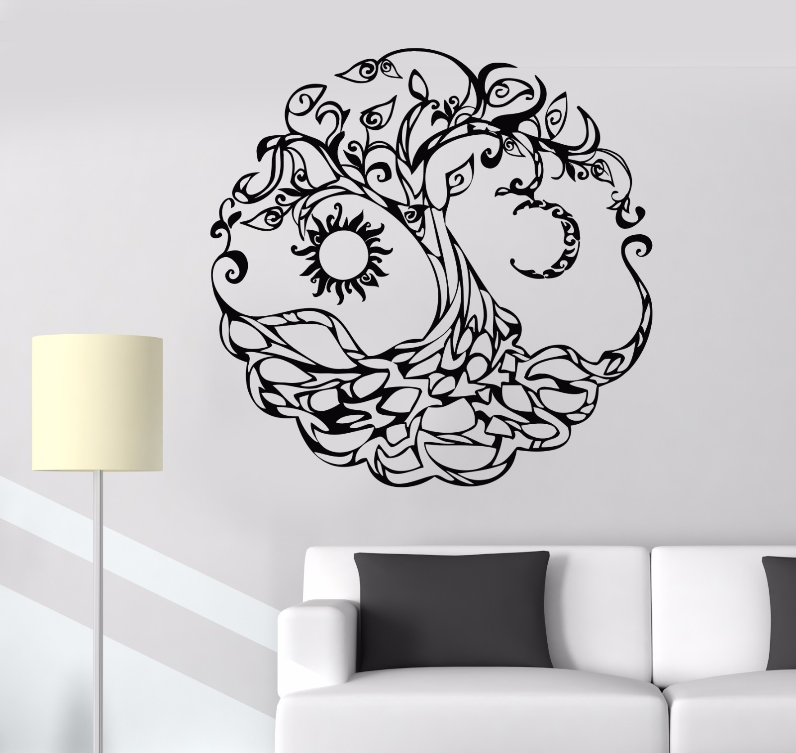 Vinyl Wall Decal Tree of Life Celtic Symbol Moon Sun Day Night Stickers (722ig)