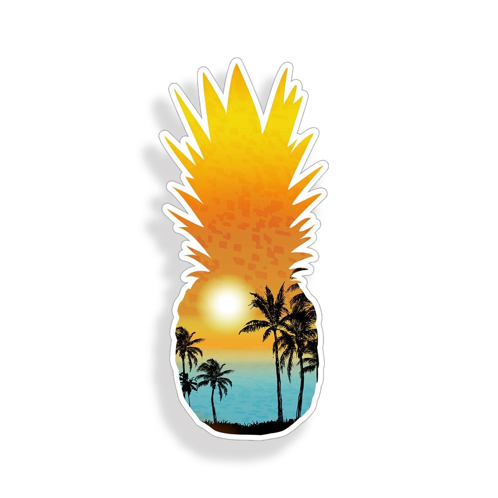 Sunset Pineapple Ocean Beach Fruit Sticker Decal
