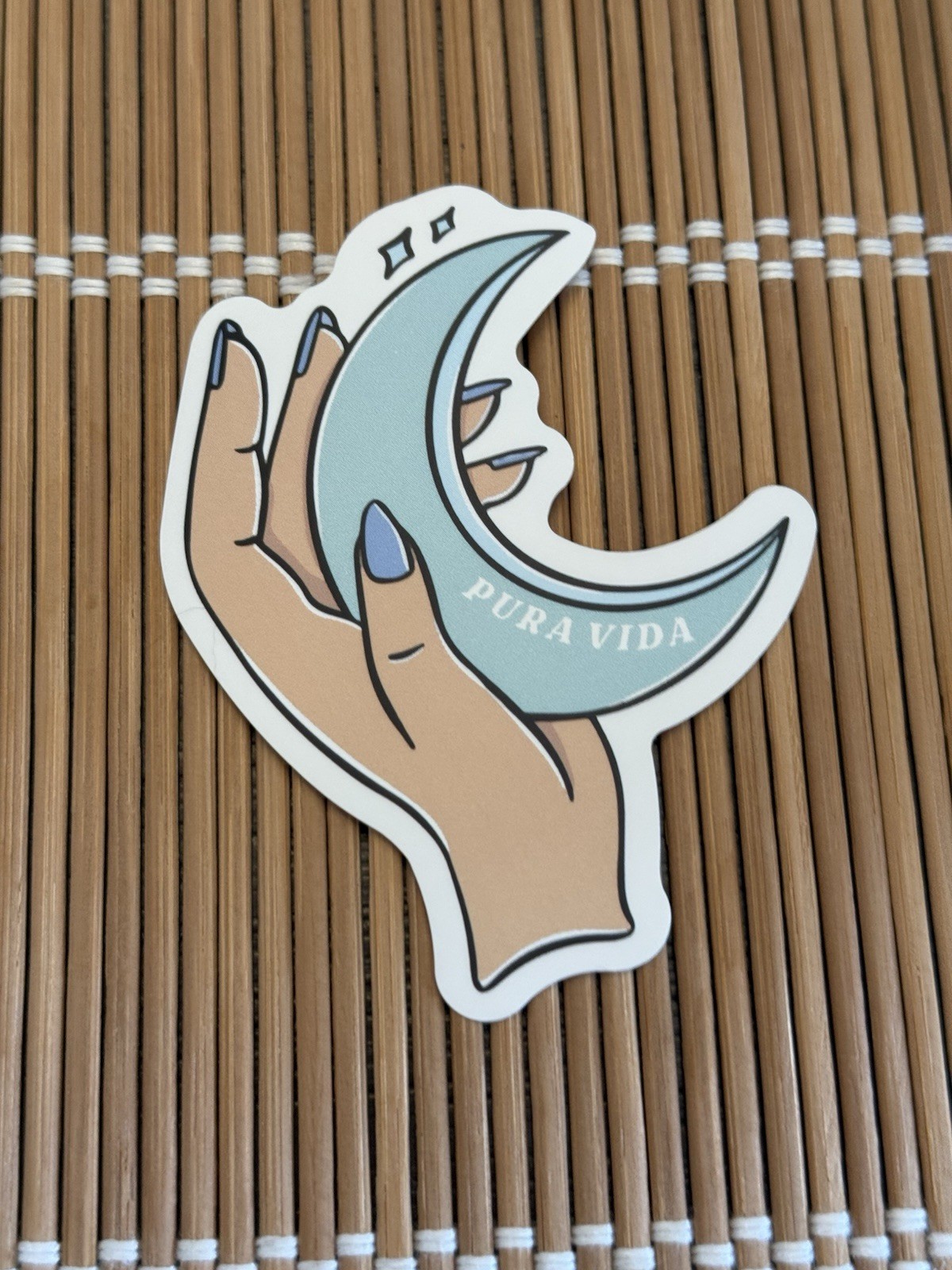 Pura Vida Monthly Club Sticker Hand Moon